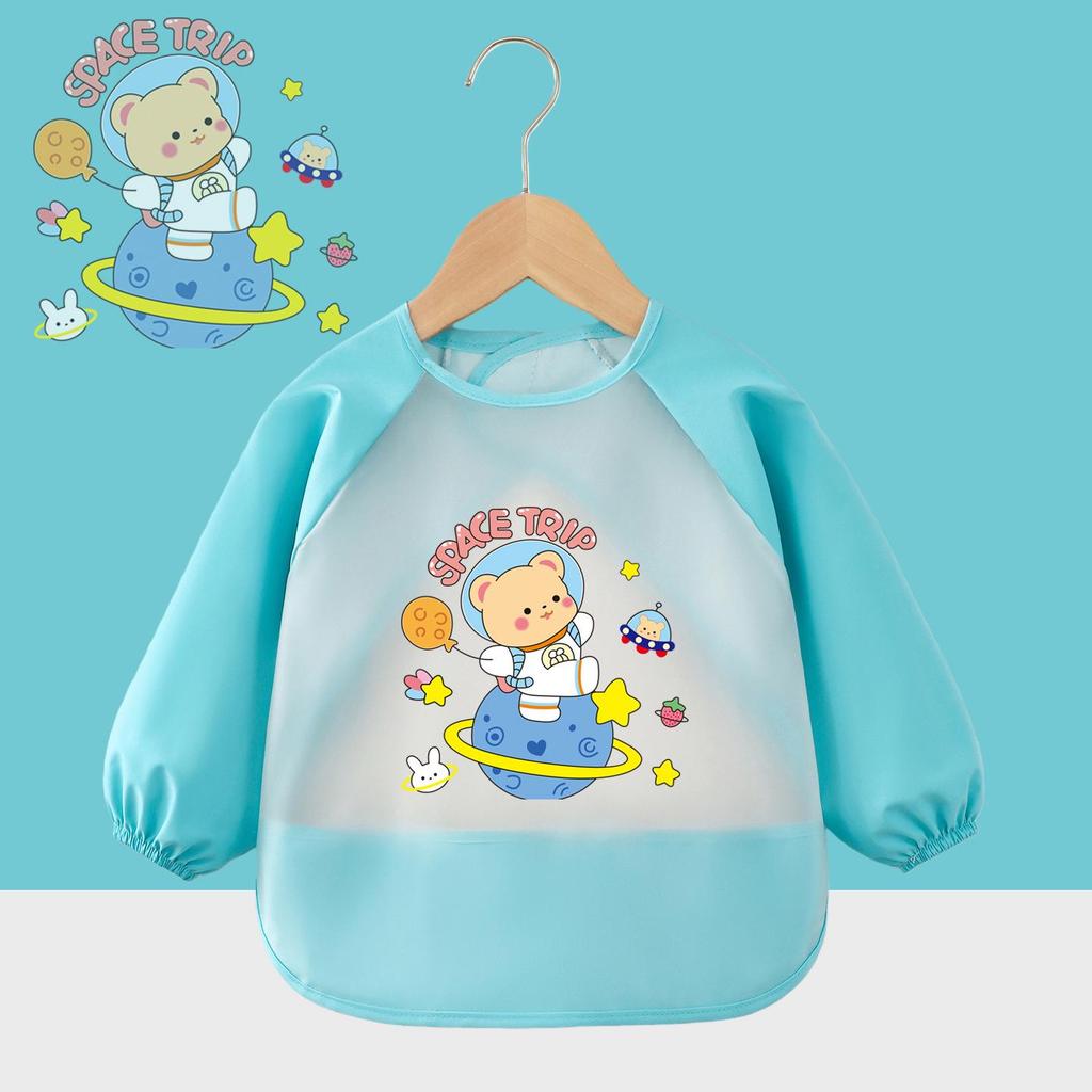 Wasser- und fleckenabweisendes, wendbares Langarm-Baby-Lätzchen zum Essen.