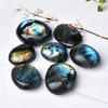 1pc Natural Purple Blue Pull Long Stone Polished Palm Stone Personality Playing Natural Stone Ornament Crystal Stone