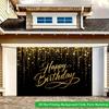 2D Flat Backdrop1pc Gold Decor Happy Birthday Backdrop Banner Polyester Wall Decor For Living Room Bedroom Office Outdoor Decor Holiday Gift