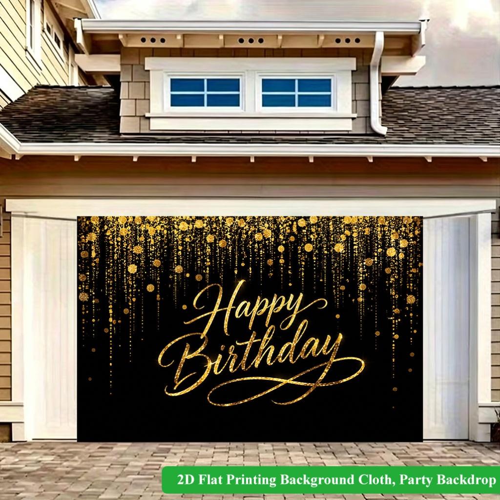 2D Flat Backdrop1pc Gold Decor Happy Birthday Backdrop Banner Polyester Wall Decor For Living Room Bedroom Office Outdoor Decor Holiday Gift