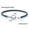Fashion Mens Genuine Leather Bracelet Stainless Steel OT Buckle Bangle 4mm Thin Braided Pulsera De Cuero Red Wrap Braslet Joias