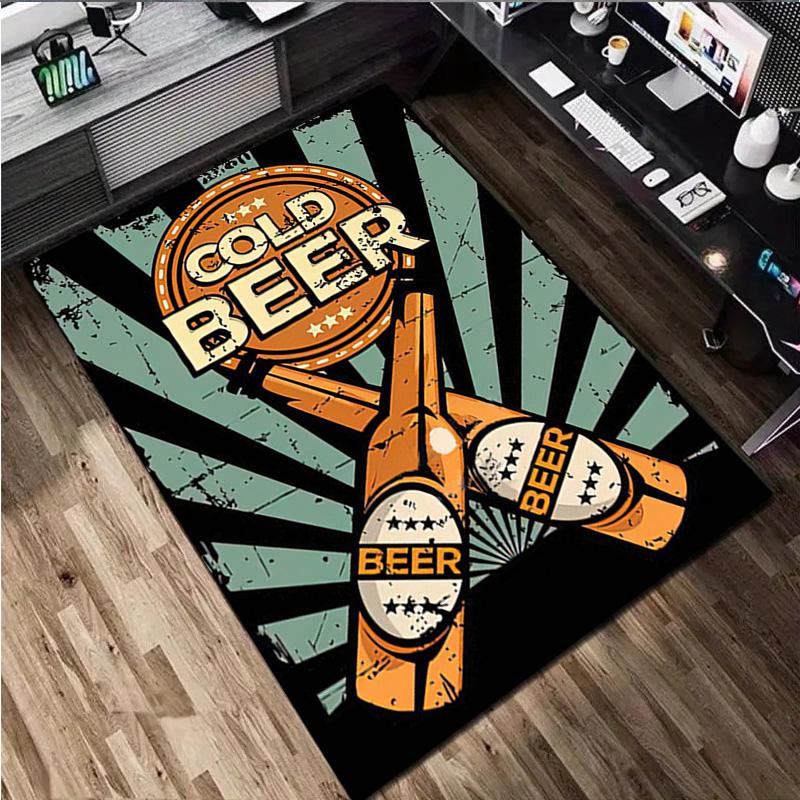 1Pc Beer Print Rug - Home Decoration Carpet For Living Room Bedroom Flooring Computer Chair Area Rug