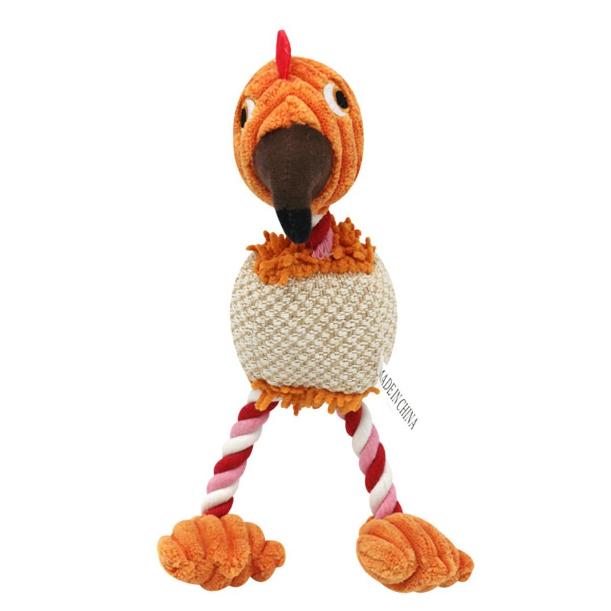 

Tri color cotton rope pet toy, bird plush, bite resistant, teeth grinding, and sound producing pet toy, dog toy M оранжевый