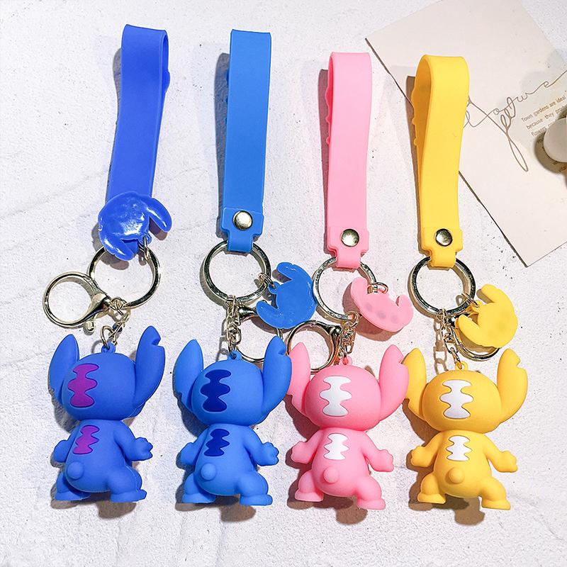 Anime Lilo & Stitch Keychians Cute Stitch Angel Pendant Keychain Cartoon Car Keyring Ornament Toy Gifts For Unisex