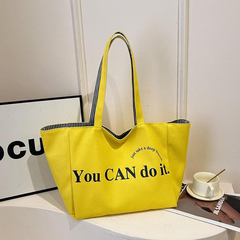 2025 New Colorful Reversible Canvas Tote Bag Striped Shoulder Bag
