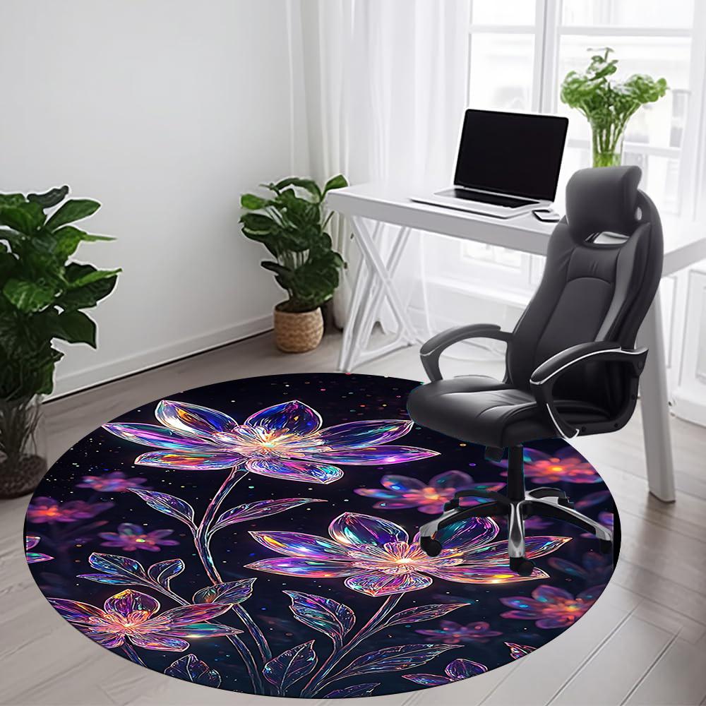 1pc Floral Fantasy Office Round Area Rug, Indoor Mat Suitable ForOffice, Under Office Chairs Bedroom Living Room Home Decor, Room Decot127
