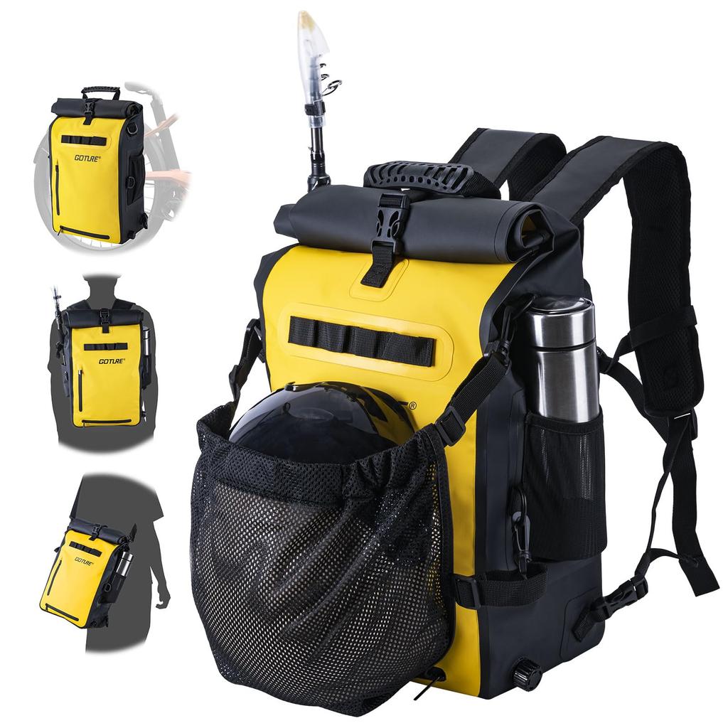 GOTURE 25L Bicycle Side Bag for and Touring with Shoulder Drum Touring Seat and Outdoor Yellow [IPX4 Waterproof] Fishing, Cycling, Touring, Camping,