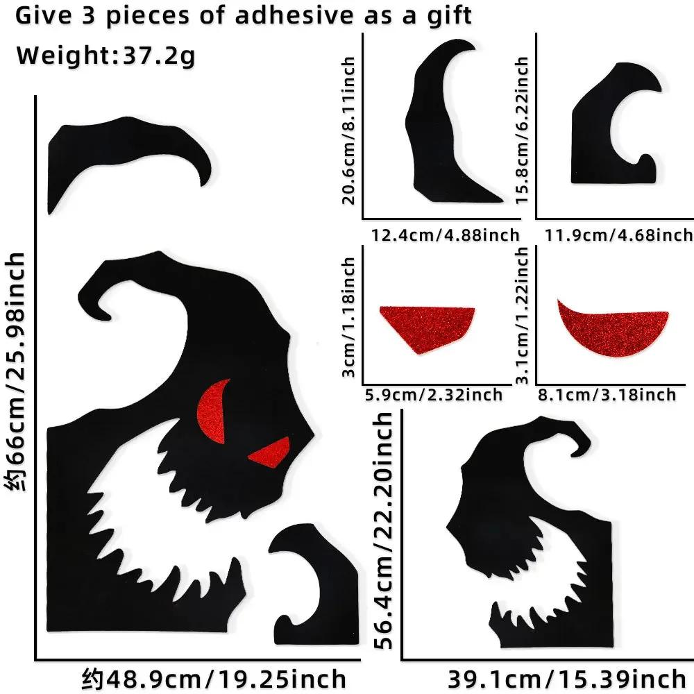 Halloween Decoration Room Door Stickers Window Decor Skeleton Hand Pumpkin DIY Devil Witch Hat Glass Window Stickers Ghost