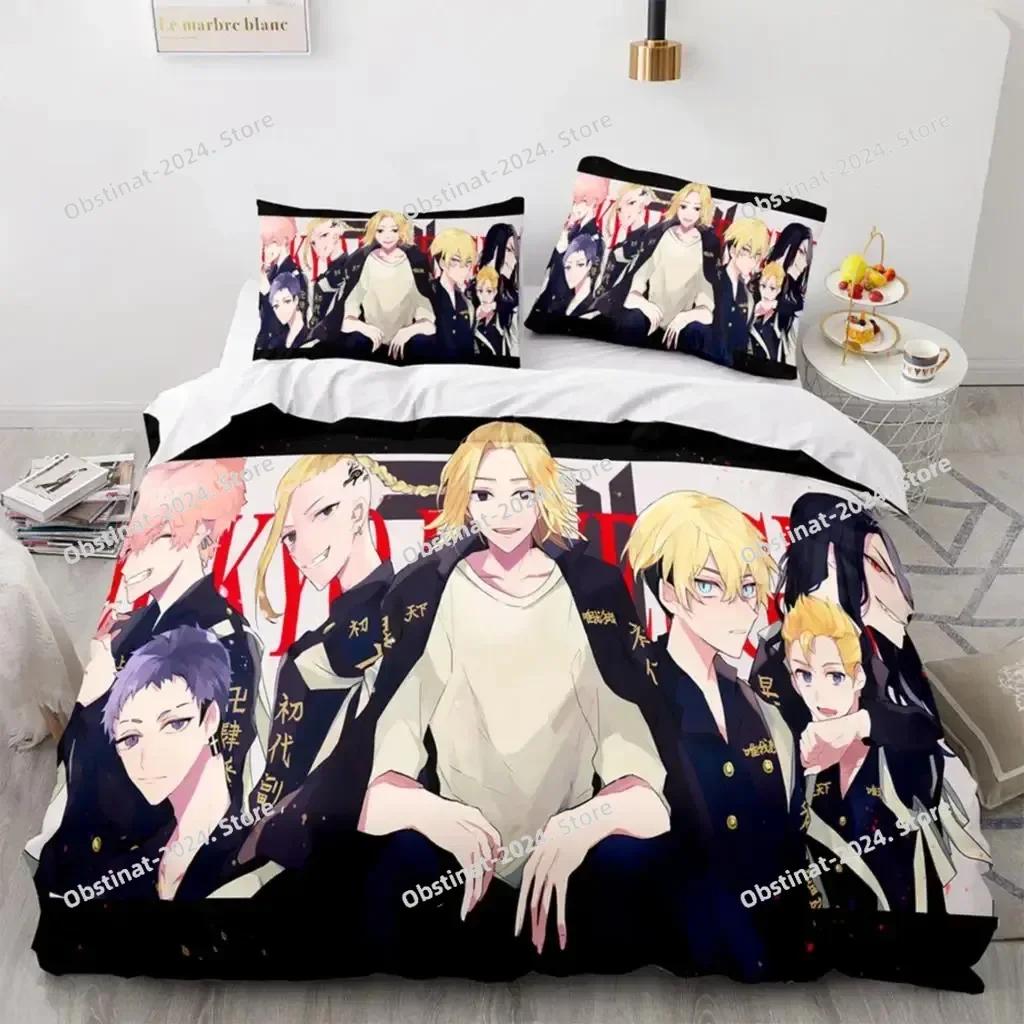 Anime Tokyo Revengers Ryuguuji Ken Sano Manjiro Set Biancheria da Letto Stampa Con Federa Copripiumino Singolo Matrimoniale Queen King Size