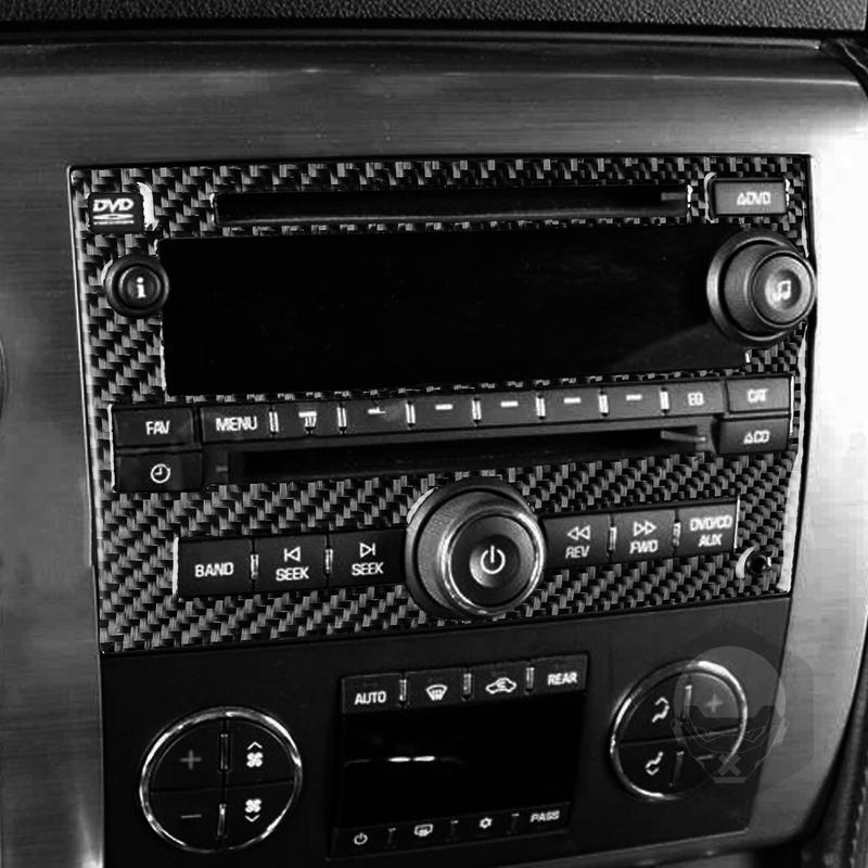 For Hummer H2 2008 2009 Real Carbon Fiber Stickers Radio Adjustment Control Panel Trim Cover Car Accessories Interior Decorative