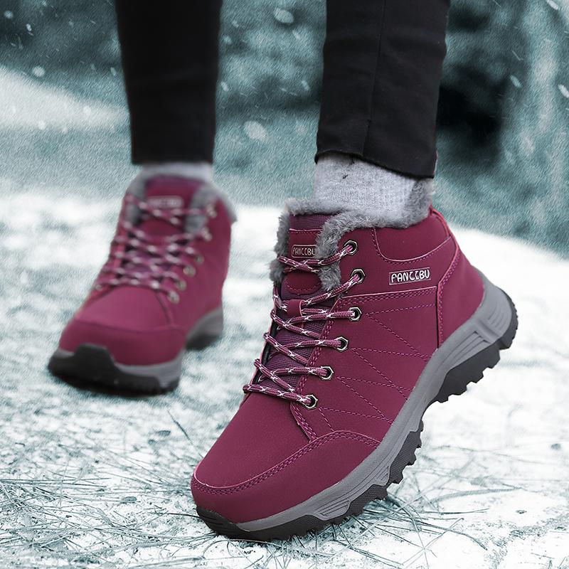 

Женские зимние ботинки унисекс для пар, большие размеры, прогулочная обувь, мужские водонепроницаемые высокие походные ботинки EU: 36