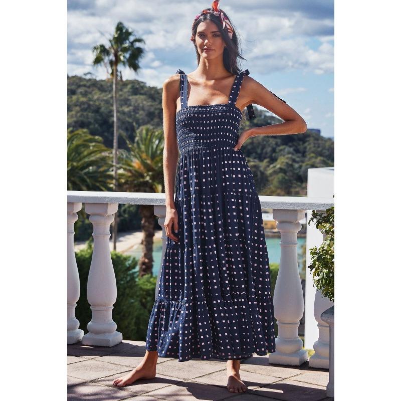 Sommer Damen Ärmelloses Pendler-Kleid mit Spice Girls Print Langes Trägerkleid Damen