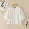ZANZEA Womens Casual Open Front Loose 3/4 Sleeve Thin Cardigan Blouse