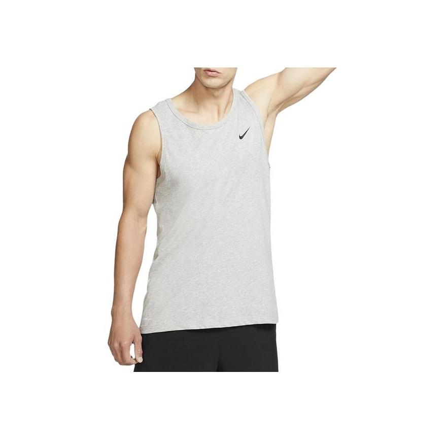 Nike Dri-FIT Printed Logo Solid Breathable Sleeveless Tank Top Men Tops Gray AR6070-063