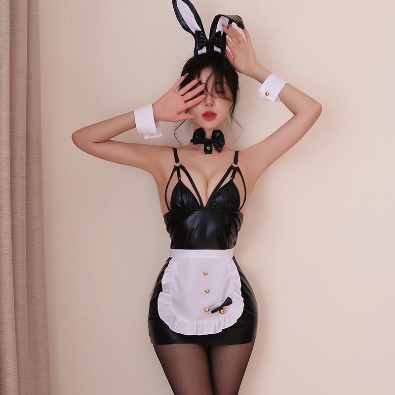 Sex Lingerie Patent Leather Maid Outfit Pure Desire Uniform Two-dimensional Bunny Girl Cosplay Woman
