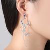 LUOTEEMI Brand New Authentic Crescent Half Moon & Star Dazzling Blue CZ Tassel Chains Drop Earrings for Women Jewellery Bijoux