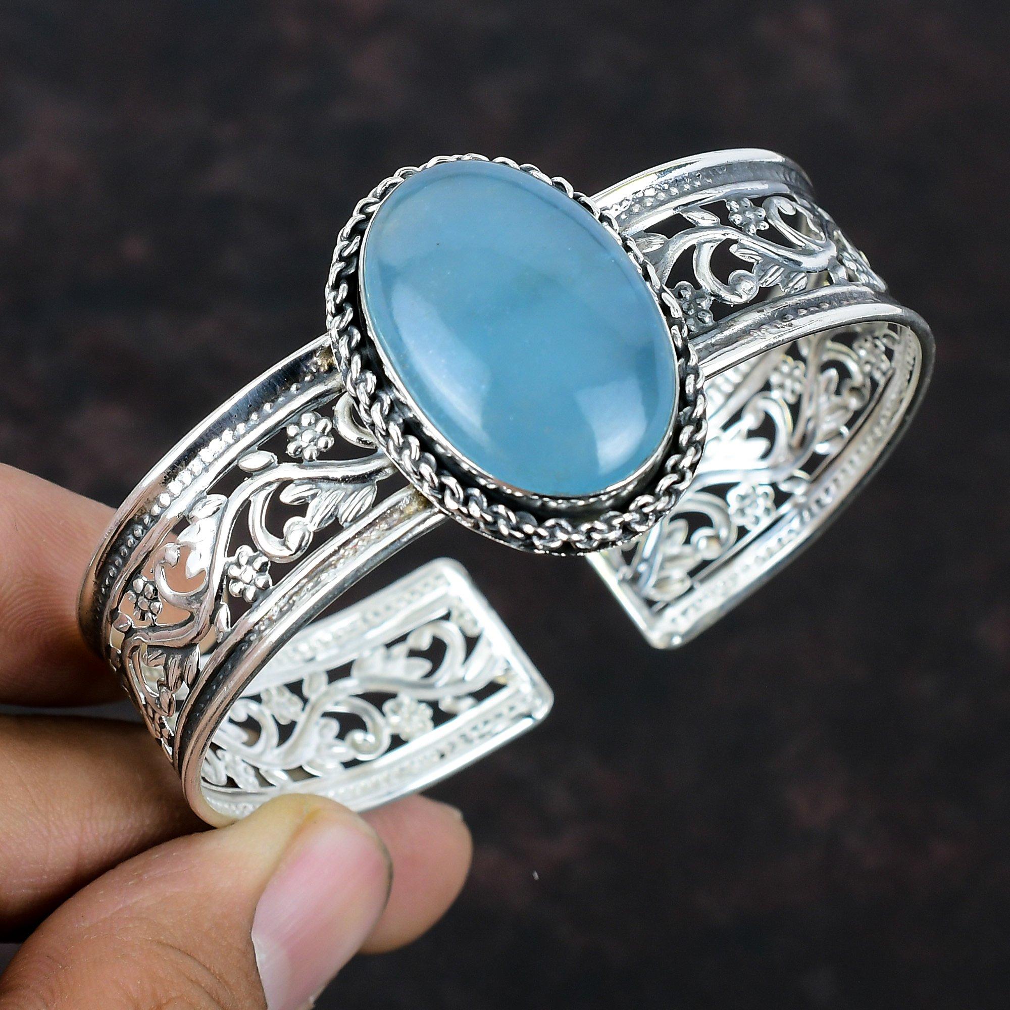 

Аквамариновый браслет, ювелирные изделия из натуральных драгоценных камней, стерлинговое серебро 925 пробы, браслет-манжета, регулируемый браслет, браслет ручной работы, серебряные украшения, свадебные подарки Adjustable