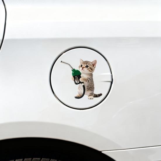Cute Cat Car Sticker for Fuel Tank Funny Vinyl Decal for Vehicle Exterior Waterproof Scratch Cover Decoration
