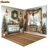 Mocsicka Photography Background 3D Christmas Room Window Xmas Tree Decoration Backdrop Family Holiday Portrait Photo Studio Prop