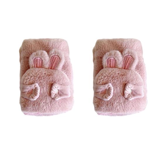 Women Winter Plush Gloves Thickened Warm Fuzzy Rabbit Mittens Girls Convertible Winter Fingerless Mittens