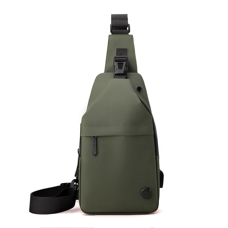 New Men's Oblique Span Chest Bag Lightweight Waterproof Shoulder Bag Multifunctional USB Charging Interface Chest Bag