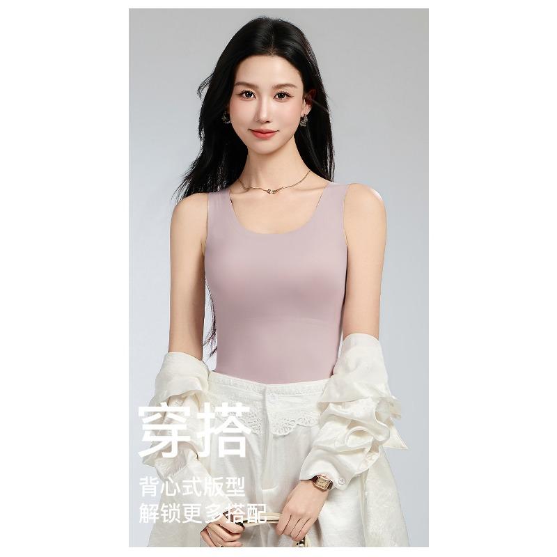 Women Thin Padded Square Neck Camisole Tank Top With Built In Bra For Inner Wear