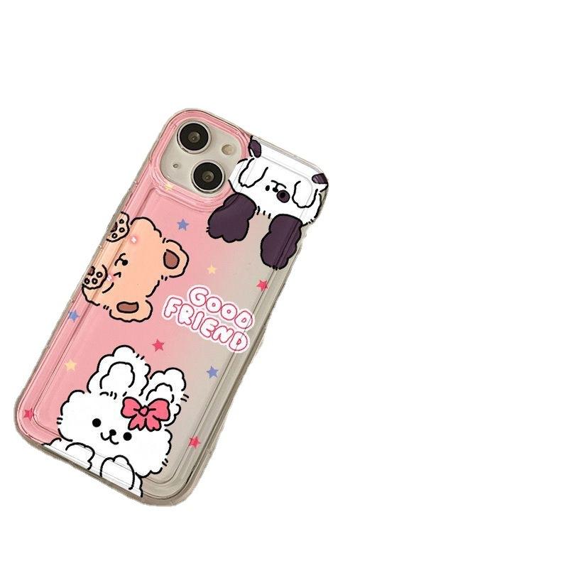 Gradual change bear rabbit applicable iPhone17Pormax mobile phone case 16Pro Apple 12 anti-drop 15 girl heart x