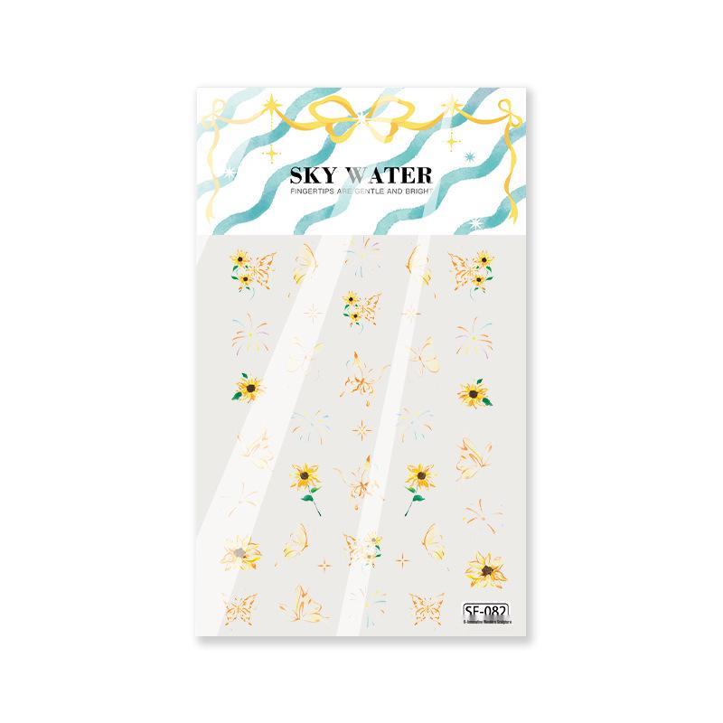 Heart-born Sunflower & Butterfly 7-Color Embossed Nail Art Stickers