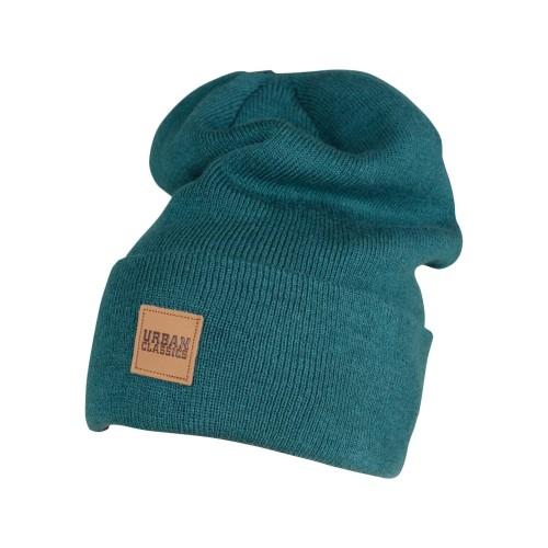 Urban Classics Faux Leather Patch Long Beanie