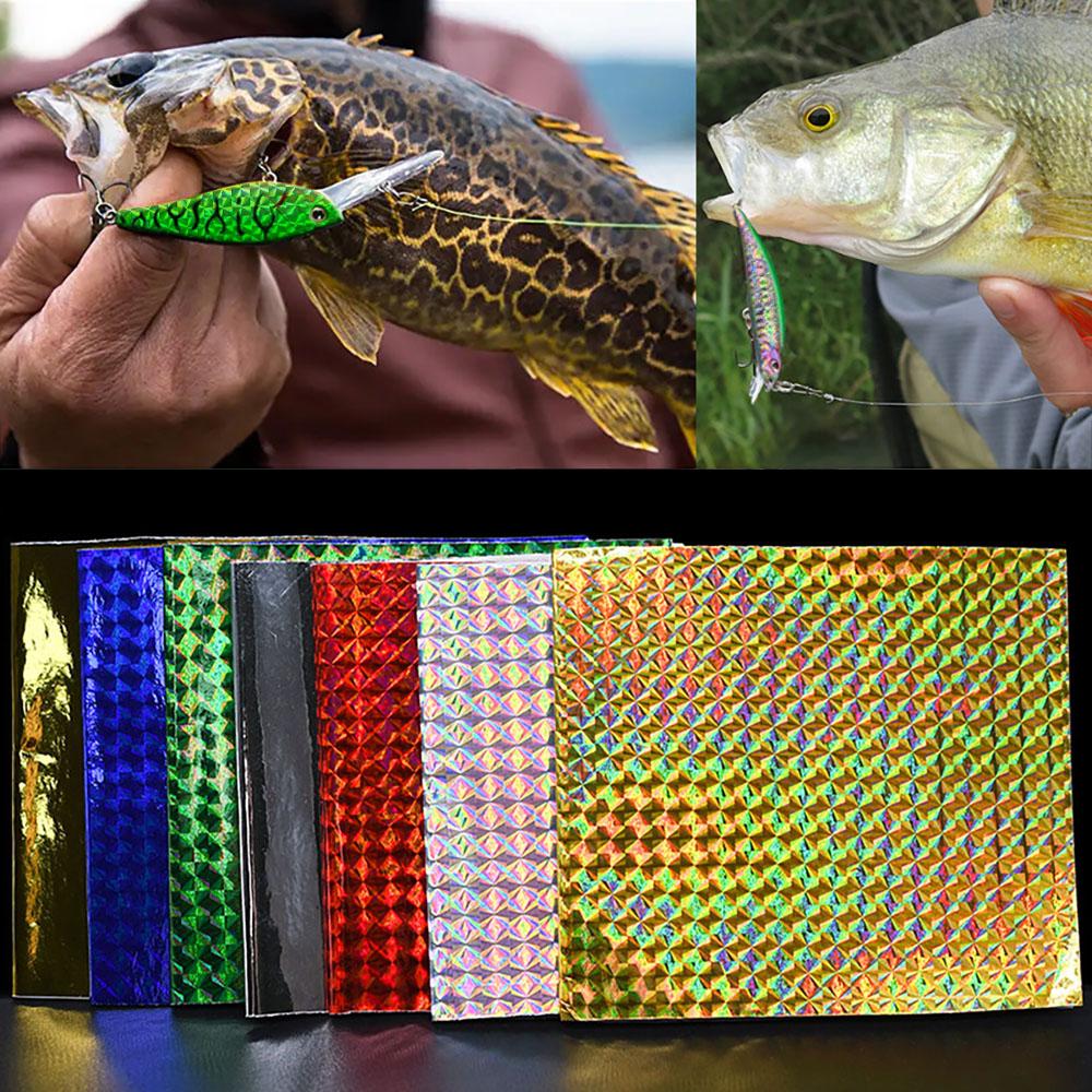 8 Stück/Packung Holografische Klebeaufkleber Bastel-DIY-Folie Flash Köderband für Angelköderherstellung Metallköder