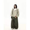 Unisex Oversized Striped Zip-Up Hooded Sweatshirt Casual Loose Fit Pullover Men Women