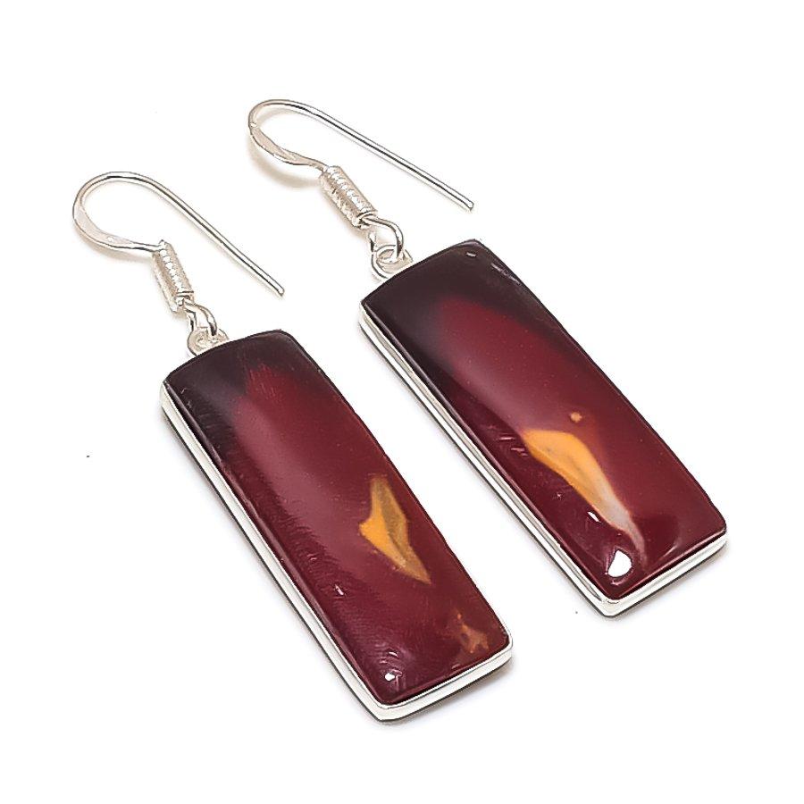 Natural Mookaite Gemstone 925 Sterling Silver Jewelry Earring 2.05  AE-12127