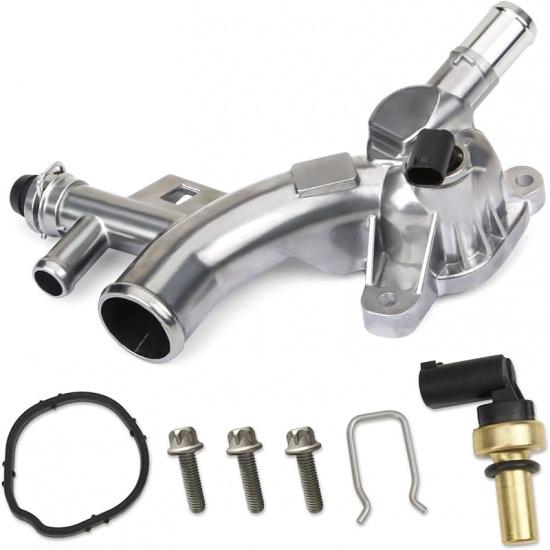 MITZONE Upgraded Aluminum Coolant Housing Water Outlet Compatible With 2011- Chevy Cruze Sonic Trax Volt Buick Encore 1.4L Replace 25193922 902-846