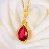 Vietnamese Gold-Plated Red Teardrop Necklace: Women's Fashion Clavicle Pendant, Perfect Holiday Gift