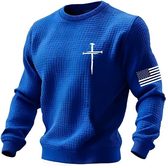 2025 Men's Plaid Embroidery Round Neck Digital Hoodie - New Loose European and American Style