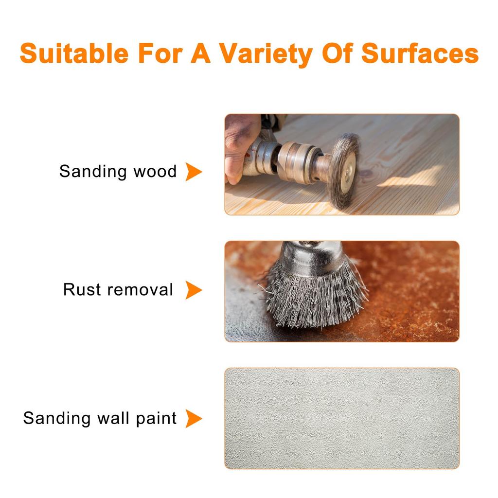 uxcell Drill Wire Abrasive Wire Wheel with Hex Carbon Steel Cup Coarse Drill Attachment for Rust and Paint Removal Bristles, 8-Pack, 2" Diameter, 1/4"