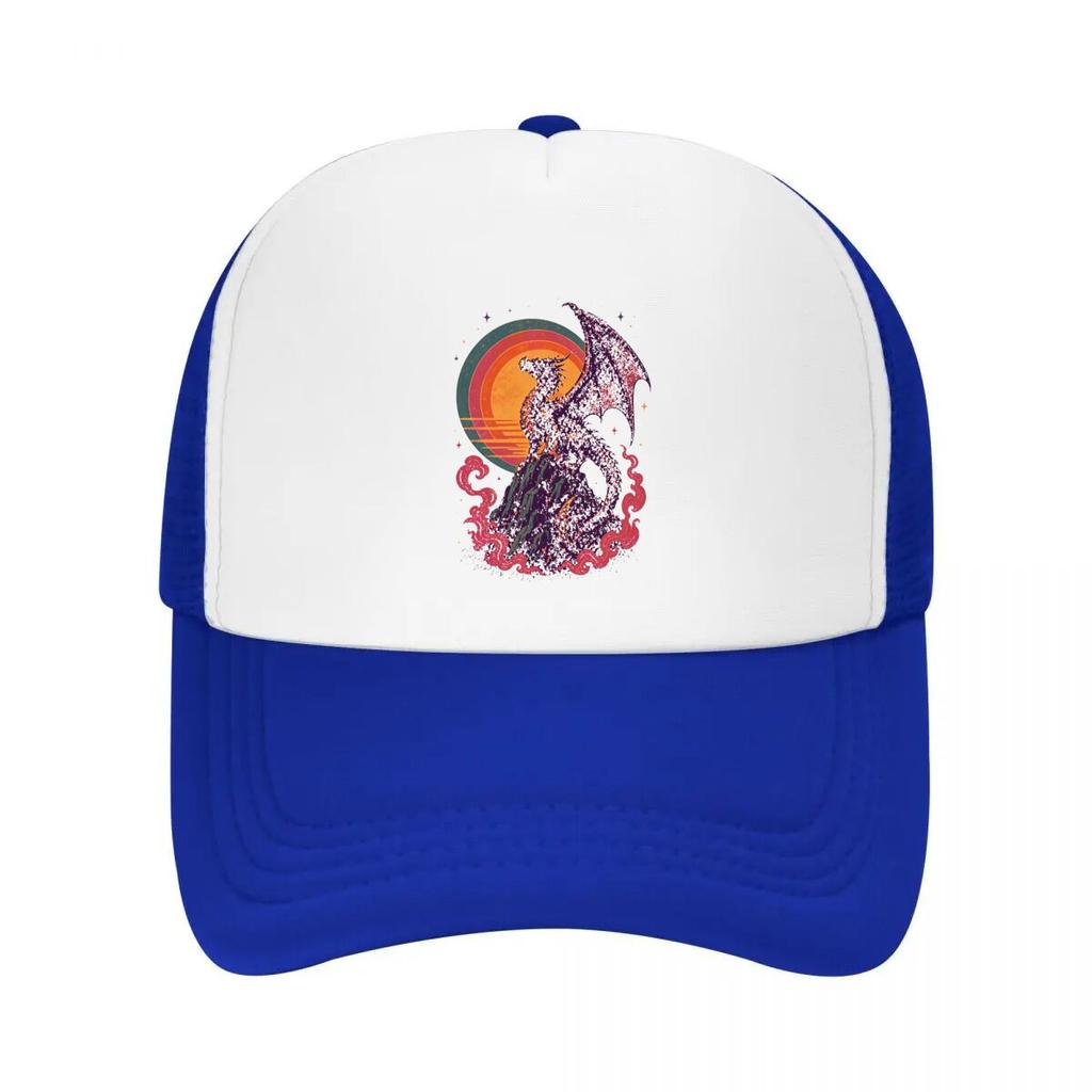 Retro Dragon Sunset Fantasy Silhouet Mesh Baseball Cap Casual Hat Outdoor  For Womens Unisex FeUnisex