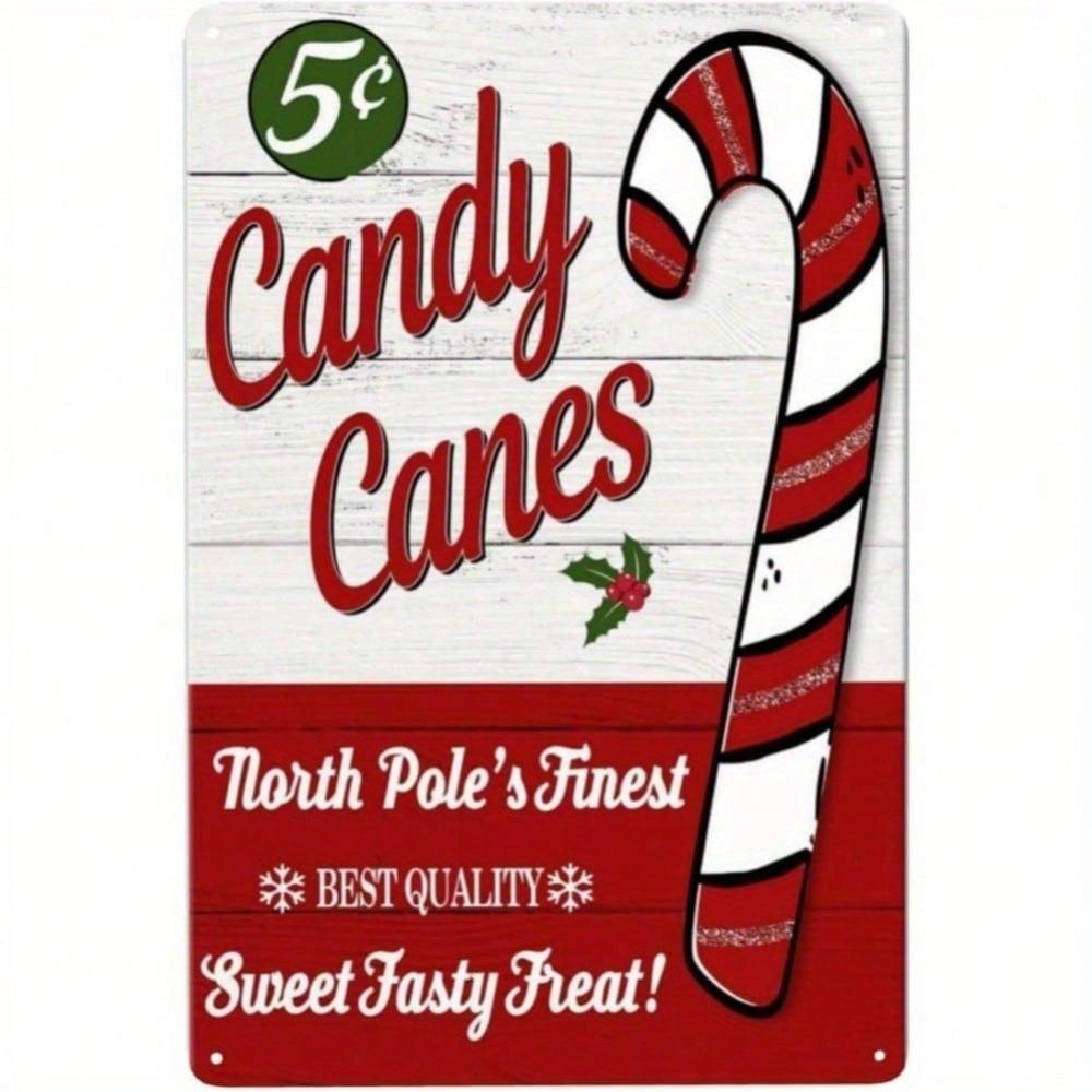 

Vintage Christmas Candy Cane Wall Decor 12x8 Inch Rustic Metal Art Festive Red White Stripes Snowflake Design Holiday Home Office Decoration Candyland 20x30 разноцветный