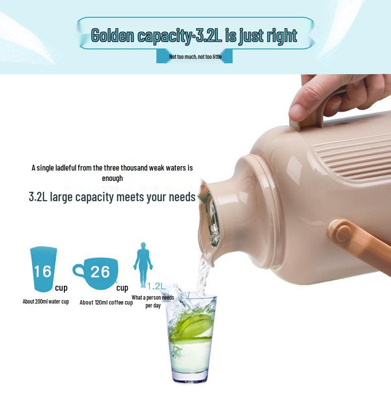 Leather-Covered Glass Liner Thermos Bottle for Dorms - Keeps Water Hot