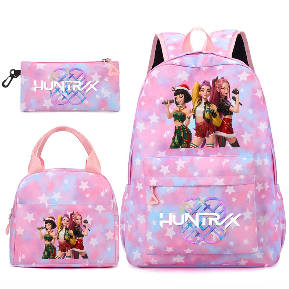 3Pcs/set Christmas Kpop Printed Backpack Handbag Pencil Case for Teenger Student Girl Boy Schoolbag Kid Bookbag Large Capacity Travel Bag Gift