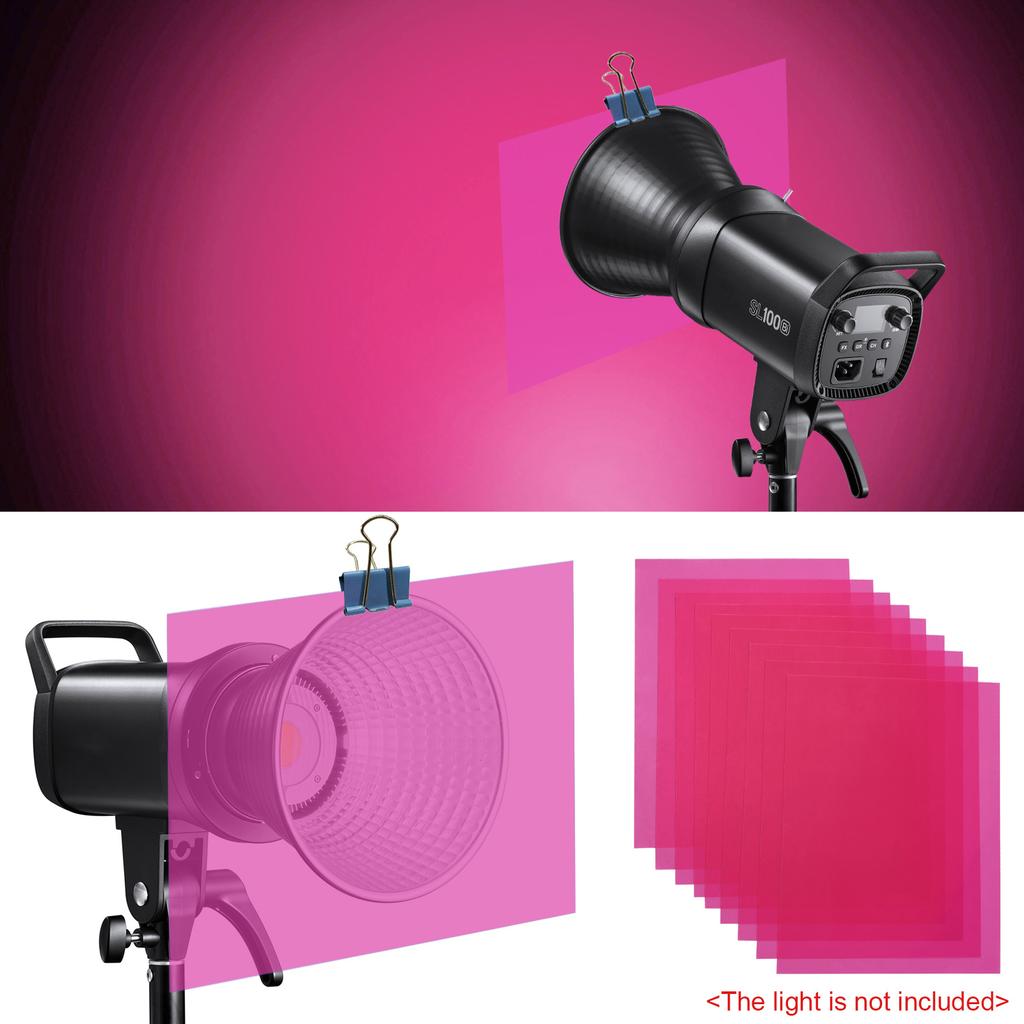 9PCS 30 * 20cm Photography Light Color Filters Set Transparent Light Gel Sheet for Studio Photography Portrait Video Shooting
