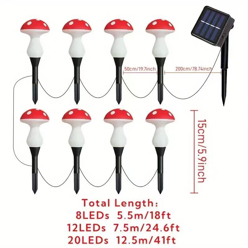 Solar LED Waterproof Garden Mushroom String Lights