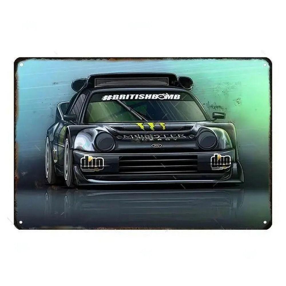 Kovová nástěnná cedule Bar v garáži, Dekorativní plaketa do interiéru auta 20x30cm