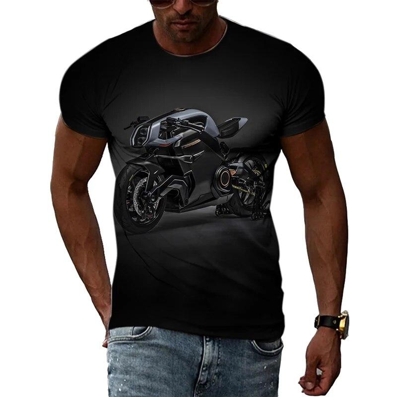Móda Muži Motocyklová trička s grafikou Léto Ležérní Trend Potištěná trička Osobnost Kulatý výstřih Oversized Topy s krátkým rukávem