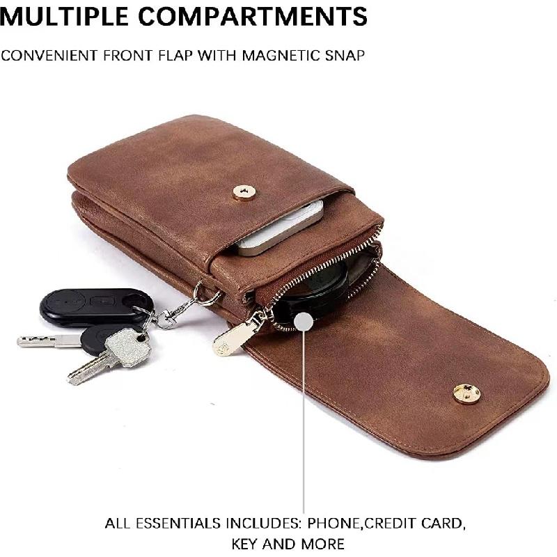 Vegan Leather Small Crossbody Bags For Women Designer Cell Phone Bag Ladies Wallet Purses With Adjustable Strap