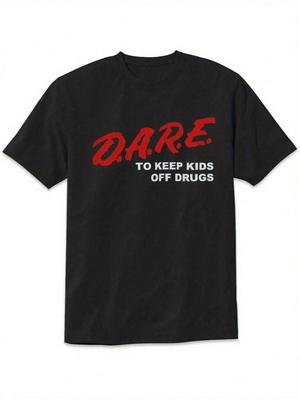 Retro DARE TShirt 90s Vintage Style Unisex Tee with Bold DARE To KEEP OFF Print 100 Cotton Short Sleeve Round Neck