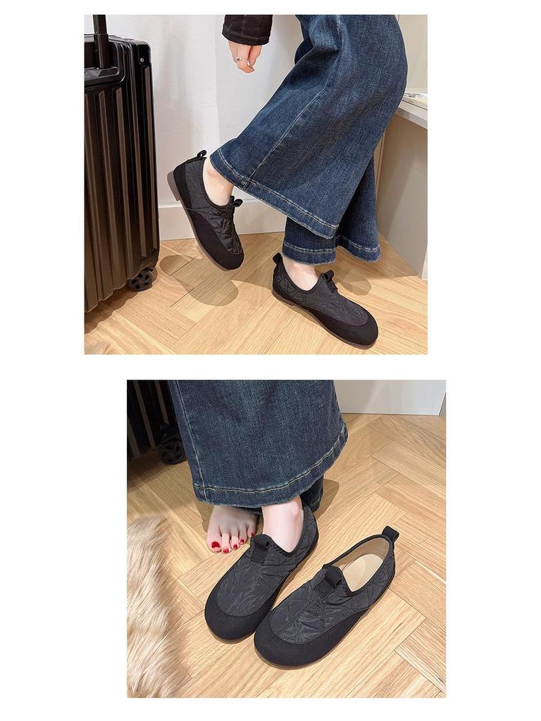 Vintage Style Slip-On Flat Shoes - Women's Versatile Autumn/Winter Grandma Shoes