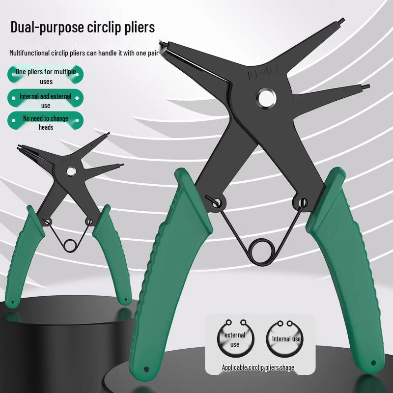Dual-Use Multifunctional Circlip Pliers for Internal/External Bends, Spring Assembly, and Retaining Ring Handling