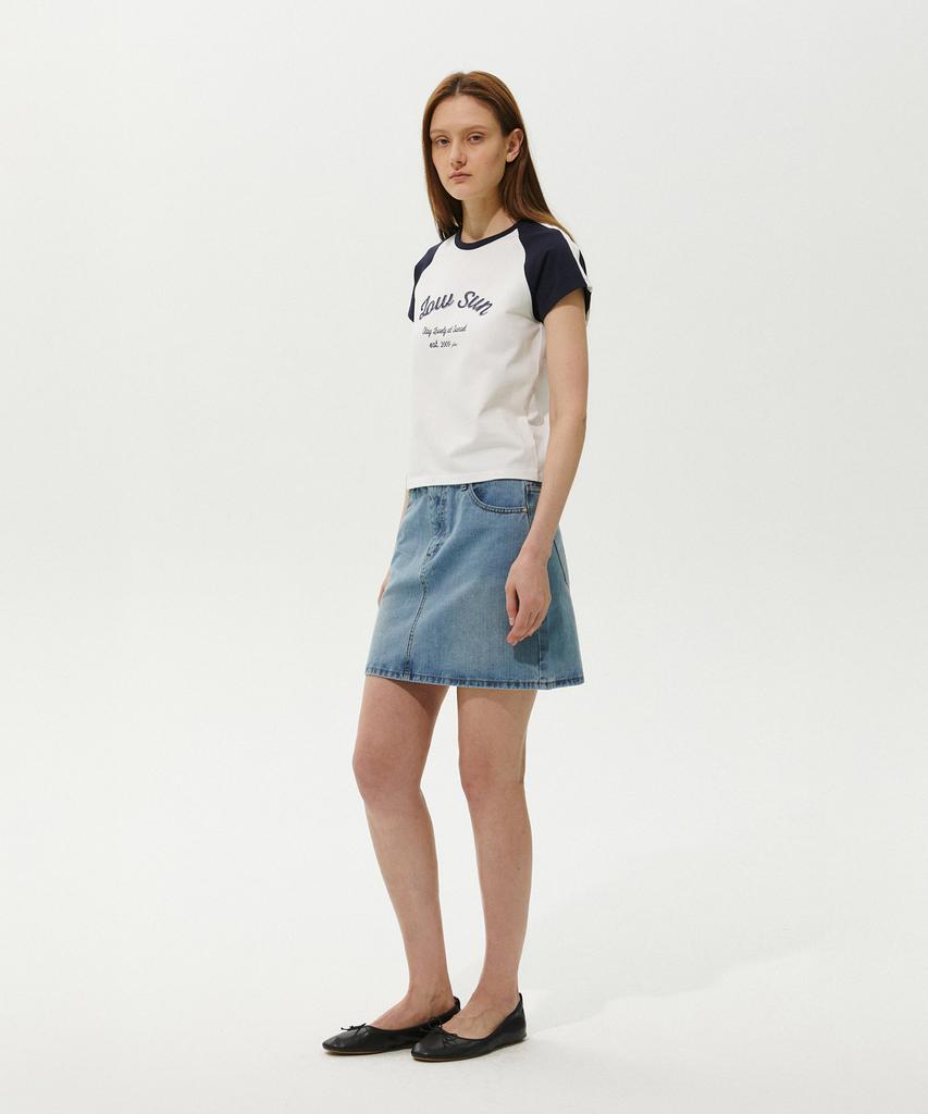 PLAC WOMEN Vintage Washed Denim Mini Skirt Light Blue
