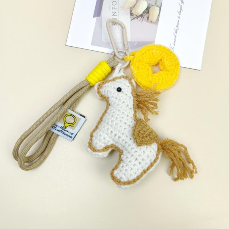Handcrafted Wool Crochet Horse Keychain - Ideal for Bag Decoration or Event Gifts